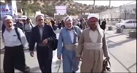 کلیپ | کاروان علمای اهل سنت به صورت خودجوش از مرز باشماق برای زیارت امام حسین (ع)